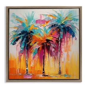 Stupell Industries Vivid Modern Palms Floating Frame Canvas Art - 1 of 4