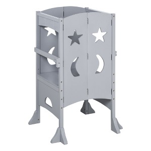 Aghana Digitals Foldable Kids Kitchen Helper Stool with Safety Rail & Non-Slip Pad, Pine Frame, - 1 of 4