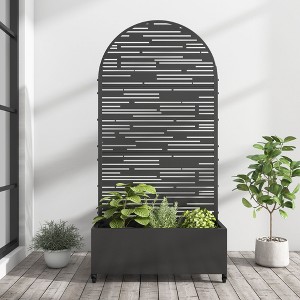 Wrought Iron Black Arch Planter Box with Climbing Rack (Shine Light A Type) - Dimensions: 183x90x40 cm - 1 of 3
