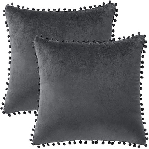 Pavilia Set Of 2 Pom Pom Throw Pillow Covers, Decorative Pompom