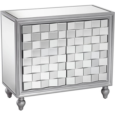 Studio 55D Briana 35" Wide 2-Door Silver Mirrored Accent Cabinet