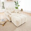 DOMETOUR Ergonomic Single Seater Sofa with Ottoman, High-Resilience Cushions, Easy Assembly Lounge Chair for Living Room, Office, White - 2 of 4