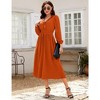 Womens Pleated Party Dress Long Sleeve V Neck Ruffle Elastic Empire Waist Wedding Guest Cocktail Dress - 2 of 4