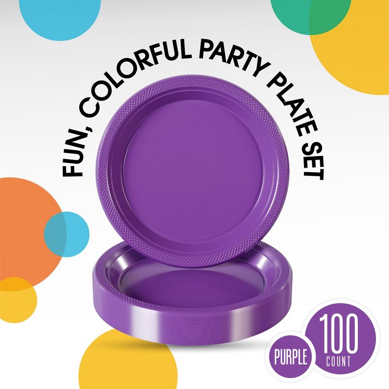 Exquisite Disposable Plastic Dinner Plates- 100 Count, 4 of 9