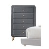 Light Gray Fabric Upholstered Chest dressers with Five Spacious Drawers and Smooth Side Metal Glides - 2 of 4