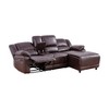 AndMakers 98 in. W Curved Arm 2-piece L Shaped Faux Leather Transitional Sectional Sofa in Brown with Storage - 4 of 4