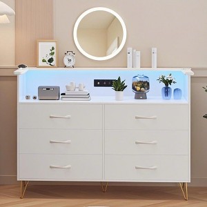 Acekool Smart Dresser - 6 Drawer LED Storage with Charging Station - 1 of 4