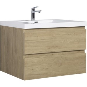 SEVOBAL Bathroom Storage Cabinets, Bathroom Vanity with Sink, Modern Wall Mounted Bathroom Storage Vanity Cabinet, Brown, 35.43"*19.69"*22.44" - 1 of 4