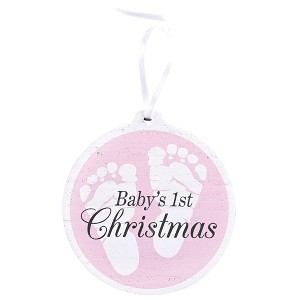 Dicksons Baby's 1st Christmas, Pink Small MDF Decorative Hanging Ornament - 1 of 1