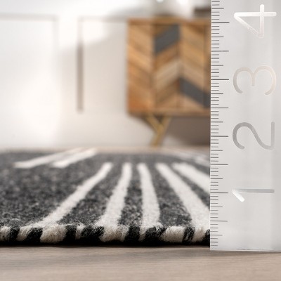Handmade Dark Grey Wool Reversible Striped Runner Rug, 2' 6" x 8'