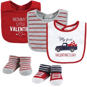 Hudson Baby Infant Boy Cotton Bib and Sock Set, Valentine Truck, One Size - 1 of 4