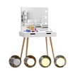 Whizmax Vanity Table With 6 LED Light Makeup Mirror 2 Drawers -USB Port Makeup Dressing Desk, White - 3 of 4