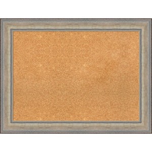 33"x25" Wood Frame Natural Cork Board Fleur Champagne Silver - Amanti Art - 1 of 4