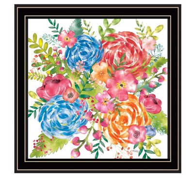 HomeRoots Spring Floral Black Framed Print Wall Art