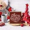 Merry Christmas Wooden Box Sign - Red Christmas Decor, Wood Sign for Home Office Desk Shelf Table Decor, 5x5 Inch - 4 of 4