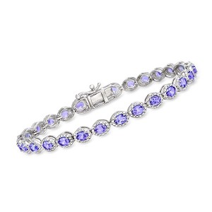 Ross-Simons 5.00 ct. t.w. Tanzanite and .10 ct. t.w. Diamond Tennis Bracelet in Sterling Silver - 1 of 4