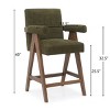 Morgan 25.5" Height Upholstered Seat and Back Counter Stools With Upside Down "V" shape design Solid Wood Legs-Maison Boucle - 4 of 4
