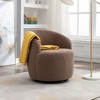 25.6"Swivel Accent 360°Swivel  Armchair Barrel Chair With Black Powder Coating Metal Ring，White+Velvet - 3 of 4