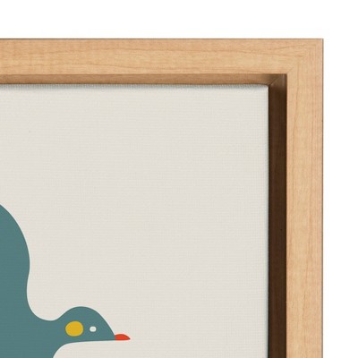 Abstract Multicolor Birds on Canvas with Natural Frame