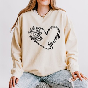 Simply Sage Market Grammy Heart Outline Lightweight Garment Dyed Sweatshirt - 1 of 4