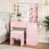 Vanity Desk with Mirror and LED Light, Modern Makeup Dressing Table, with 4 Drawers, Adjustable 3 Lighting Mode, for Bedroom - 2 of 4