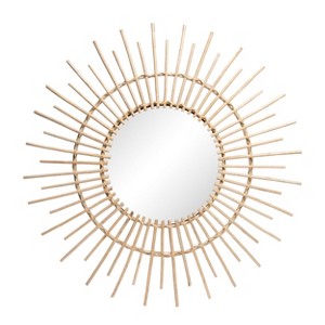 VIP Wood 35.4 in. Brown Willow Sunburst Mirror - 1 of 2