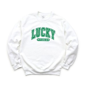 Simply Sage Market Women's Graphic Sweatshirt Lucky Vibes Distressed - 1 of 3