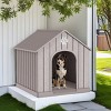 SEVOBAL Pet Crates and Houses Pointed Roof Dog House Waterproof UV Resistant with Hidden Nails Side Vents for Outdoor, Gray, 38.62"*36.26"*38.07" - 2 of 4