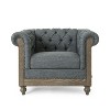 TOAOTBNBO Cozy Accent Chair with Button Tufting and Nail-head Trim, Upholstered Armchair with Wood Legs, Club Chair for Bedroom, Gray - 2 of 4