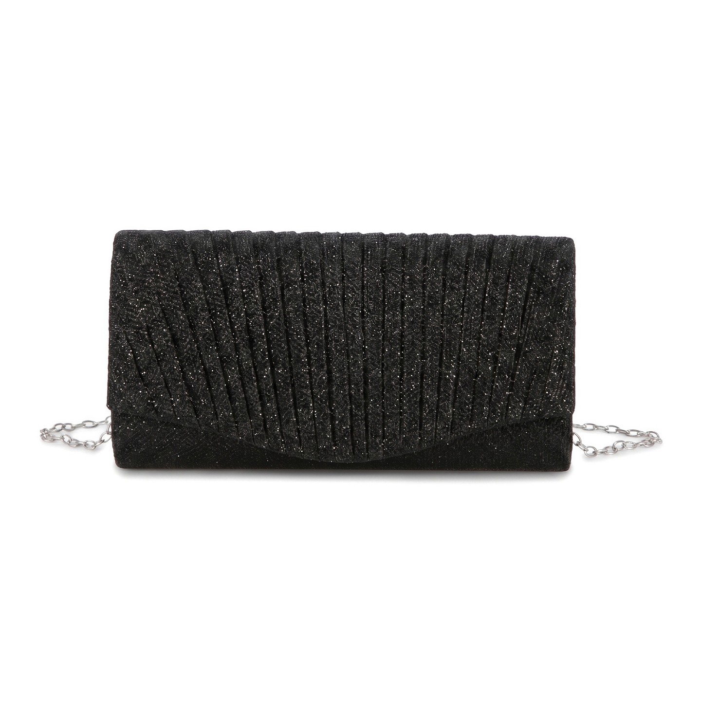 Женский клатч INSPIRE CHIC Magnetic Flap Evening Bag for Women Sparkly Clutch Purse with Removable Chain Strap 7.9*2.0*3.9 inches Black, цвет: Чёрный — фото 1