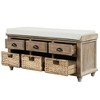 NicBex Storage Bench with 3 Drawers,Rustic Shoe Bench with 3 Rattan Baskets for Living Room,Entryway - 4 of 4
