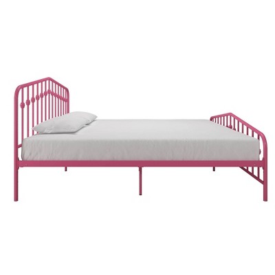 Hot Pink King Metal Platform Bed with Headboard and Slats