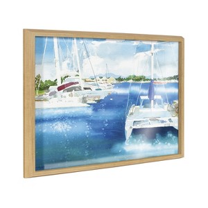 Kate and Laurel Blake Summer is for Sailing Framed Printed Glass by Janet Meinke-Lau, 18x24, Natural - 1 of 4