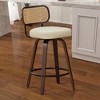 Hrinhom 16.9"W Mid-Century Modern  Swivel Bar Chairs Set of 3,Upholstered Bar Stools With Wood Legs and Rattan Back-Black - 3 of 4