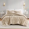 3 Pcs Elegant Reversible Faux-Fur Plush Comforter Set,All Season Ribbed Velvet Bedding Set,Cozy Home Textile fits Lux Bedroom Decor - 2 of 4