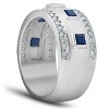 Pompeii3 2 1/4 Ct Princess Cut Blue Sapphire & Diamond Wedding Ring 10k White Gold - 2 of 4
