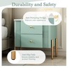 Lyngins Modern End Table with 2 Drawers, Minimalist Nightstand, Fluted Bedside Table with Golden Metal Handles and Legs, Side Table for Living Room - 4 of 4