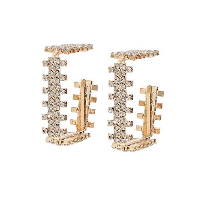 SOHI Women's Crystal Silver Party Half Hoop Earrings