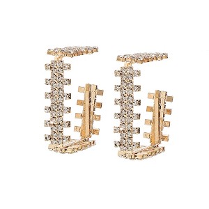 SOHI Women's Crystal Silver Party Half Hoop Earrings - 1 of 4