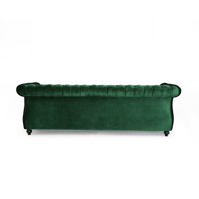 Emerald Velvet Chesterfield Sofa with Nailhead Trim
