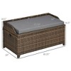 34 Gallon Outdoor Wicker Storage Bench Deck Box, PE Rattan Patio Furniture Pool Storage Bin Container with Interior Waterproof Cloth Bag - 3 of 4