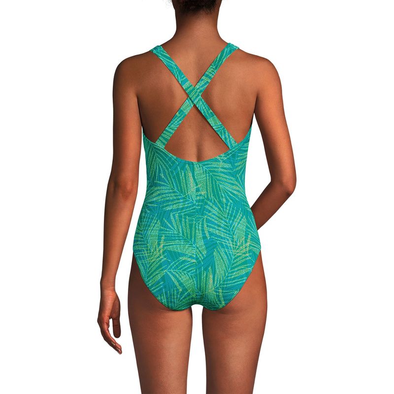 Lands' End Women's Chlorine Resistant Scoop Neck X-Back High Leg Soft Cup Tugless Sporty One Piece Swimsuit, 2 of 5