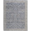 Blue Taupe And Ivory Ikat Distressed Area Rug With Fringe - 4 of 4