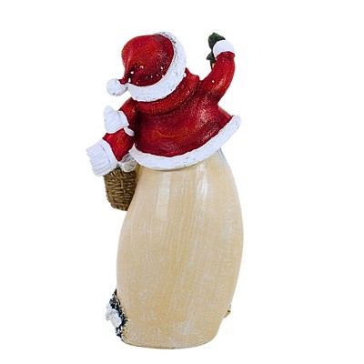 Festive Snowman Figurine with Blossom Tree and Cardinals, 9.75 inches