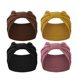 Unique Bargains Wide Knotted Yoga Elastic Headbands 5.12" Wide Multicolor 4 Pcs - 1 of 4