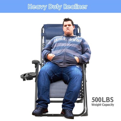 Set of 2 Blue Steel Zero Gravity Recliner Chairs