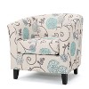 CAVINAS Modern Club Accent Chair,Plush Fabric "Bathtub" Design Armchair with Birch Wood Legs,Comfy Lounge Chair for Living Room,Bedroom,White+Blue - 2 of 4