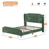 Grungis Wingback Bed Frame with Headboard & Footboard,PU Leather Upholstered Platform Bed with Gold Metal Decor,No Box Spring Needed - 3 of 4