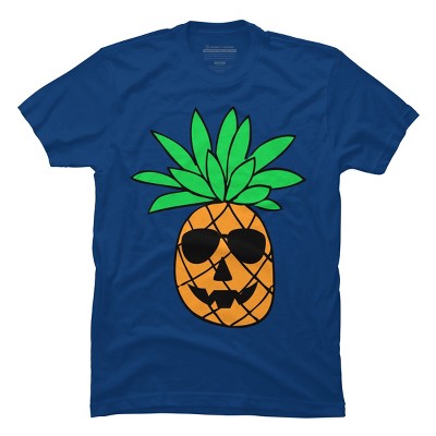 Men's Design By Humans HALLOWEEN PINEAPPLE PUMPKIN THEMED By Ujangkasep T-Shirt
