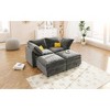 Okak Comfy Modular Foldable Sofa Bed 4PC with Storage Convertible Sleeper Couch Futon with Stylish Pillow for Living Room, Gray - 2 of 4